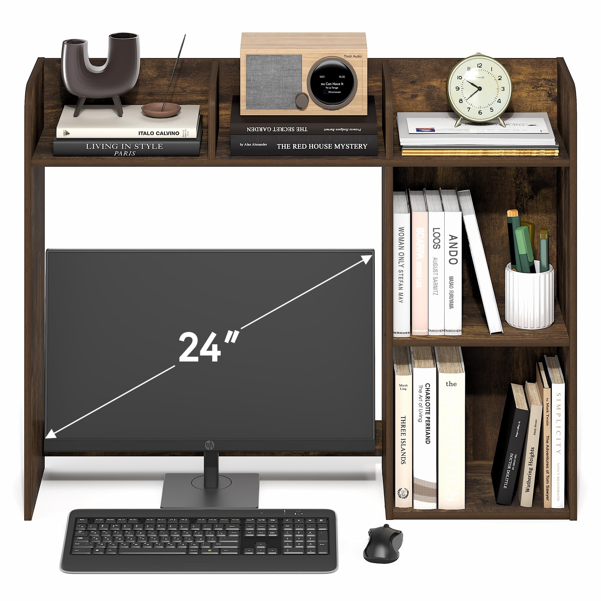 Furinno CLASSIC Mensola da Scrivania, Alzata da Scrivania a 5 Ripiani, Mensola Libreria, Organizer da Scrivania, Accessori da Scrivania per Ufficio, Pino Ambra