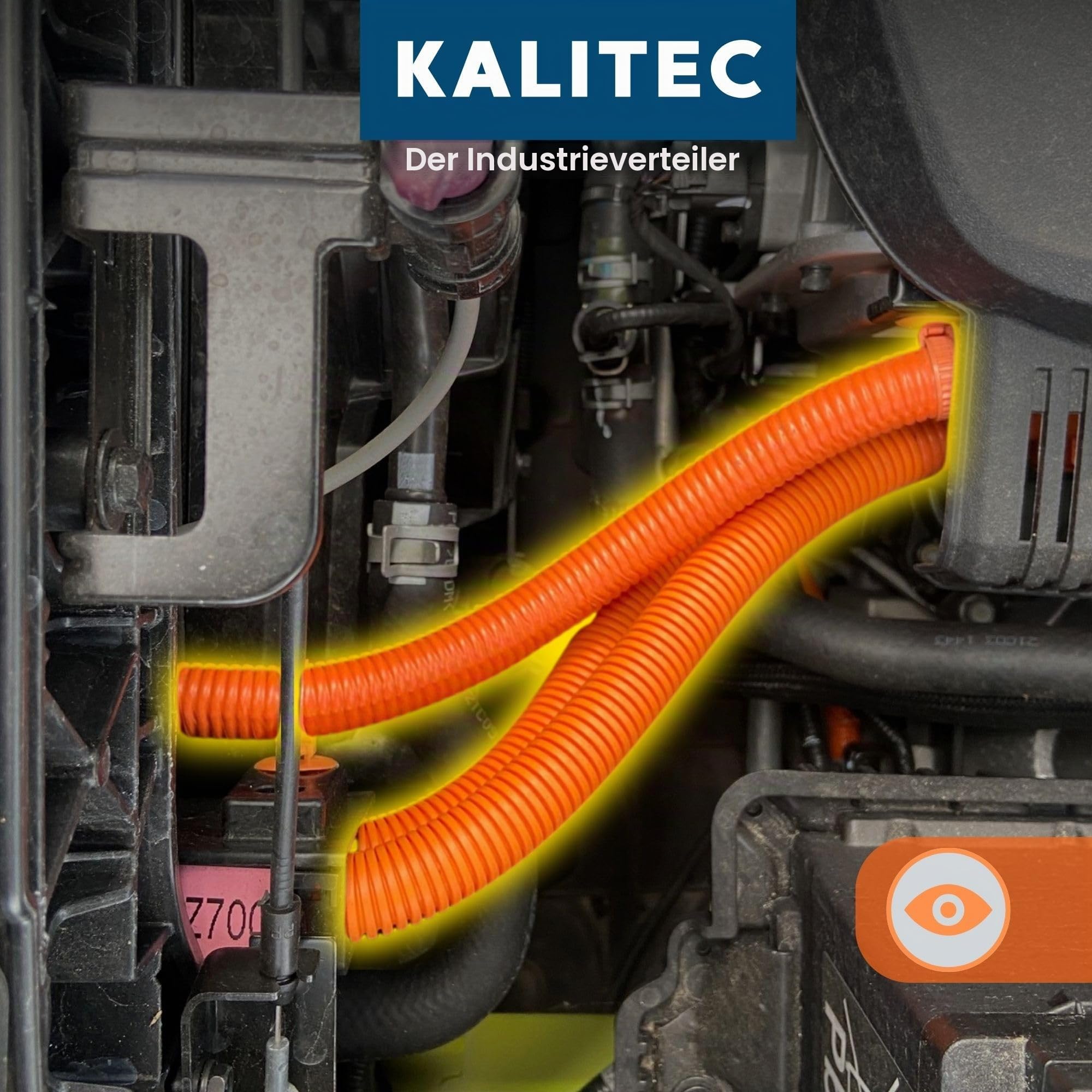 Kalitec 50m Wellrohr PPmod NW 13 Orange - Geschlitzter Wellschlauch | Marderschutzrohr und flexibles Leerrohr für Kabelmanagement - Kabelschutzrohr aus robustem Polypropylen - Schutzschlauch