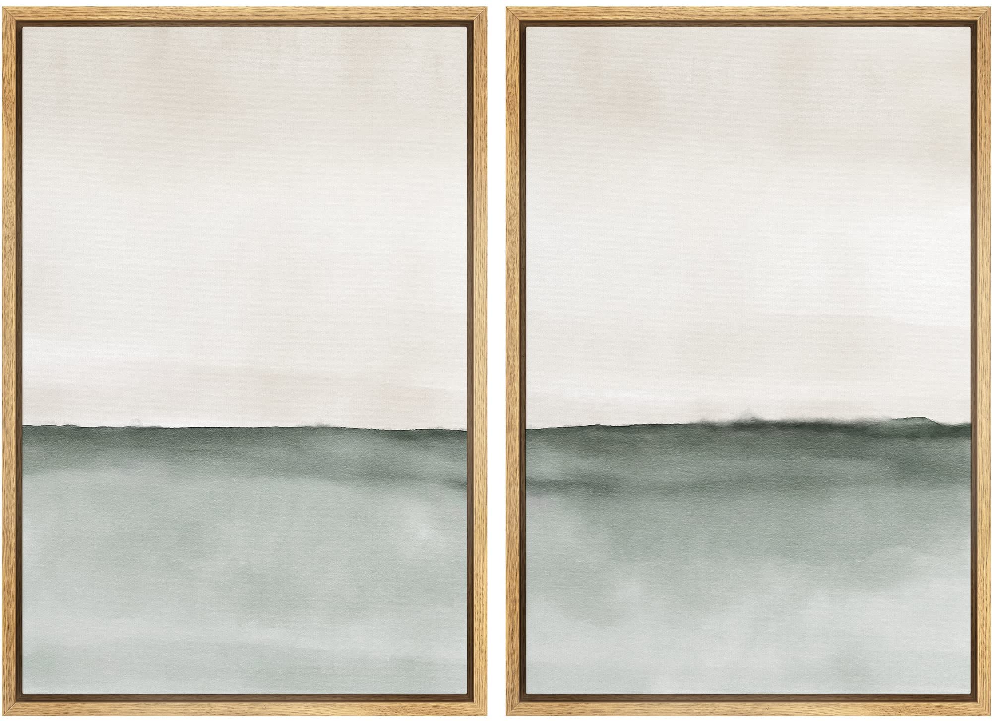 MUDECOR Framed Canvas Print Wall Art Set Watercolor Pastel Green Tan Landscape Abstract Shapes Illustrations Modern Art Decorative Contemporary for Living Room, Bedroom, Office - 16"x24"x2 Natural — view 74