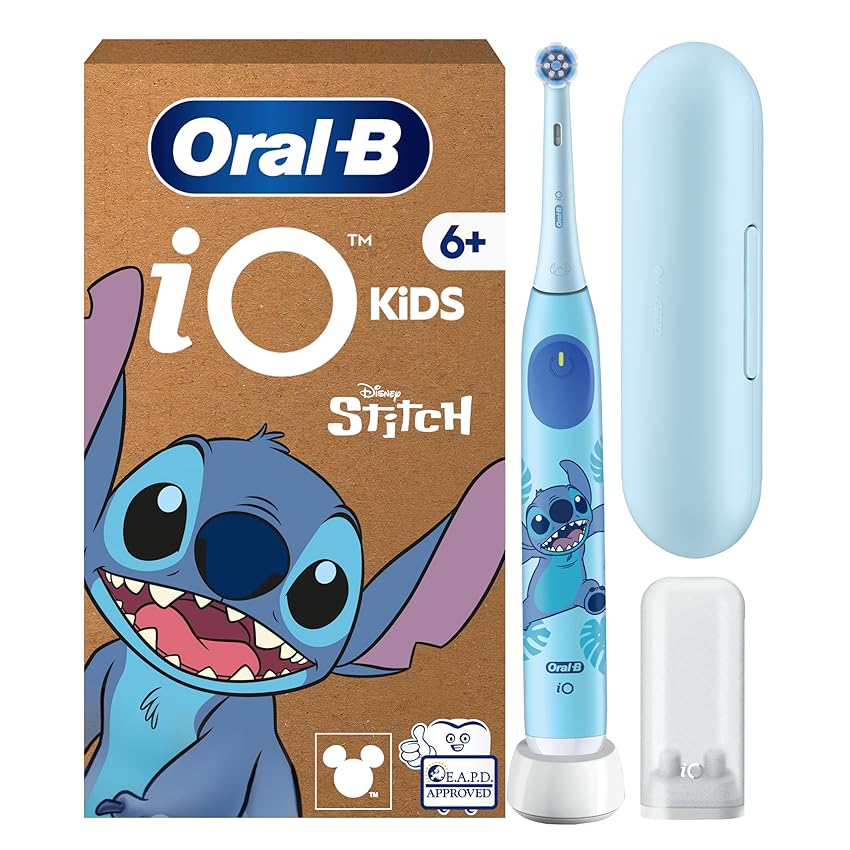 Oral-B iO Kids Spazzolino Elettrico Ricaricabile Disney Stitch Per Bambini Dai 6 Anni In Su, Delicato Su Denti da latte e Gengive, Efficace contro la Carie, 1 Spazzolino