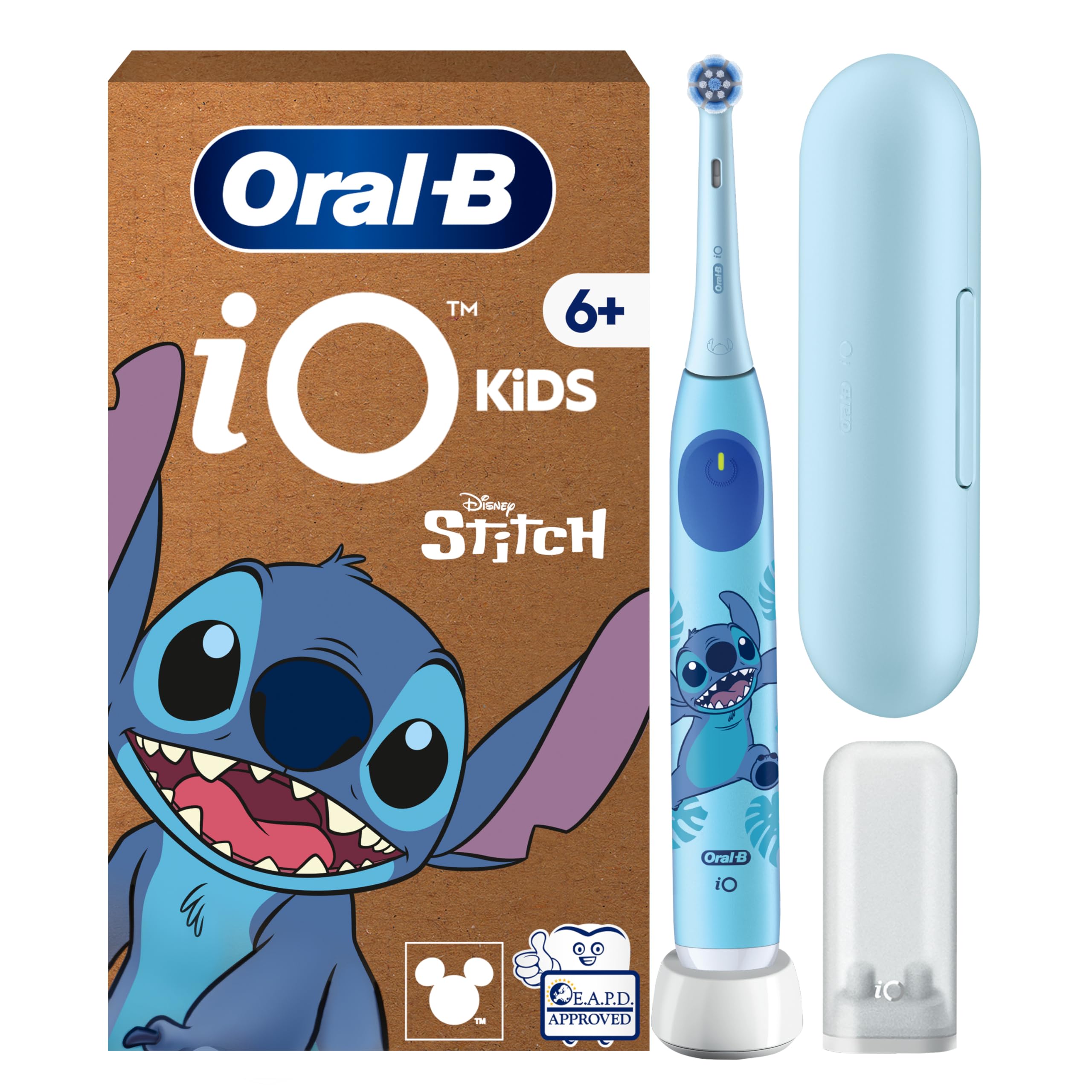 Oral-B iO Kids Spazzolino Elettrico Ricaricabile Disney Stitch Per Bambini Dai 6 Anni In Su, Delicato Su Denti da latte e Gengive, Efficace contro la Carie, 1 Spazzolino