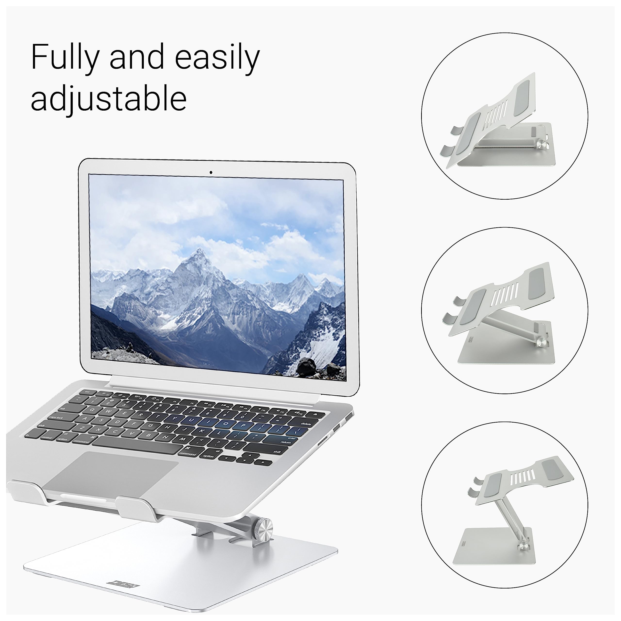 DESQ Supporto per computer portatile, in alluminio, completamente regolabile, piatto, pieghevole, leggero (1035 grammi), ergonomico, per tutti i computer portatili/laptop da 10 a 15,6 pollici