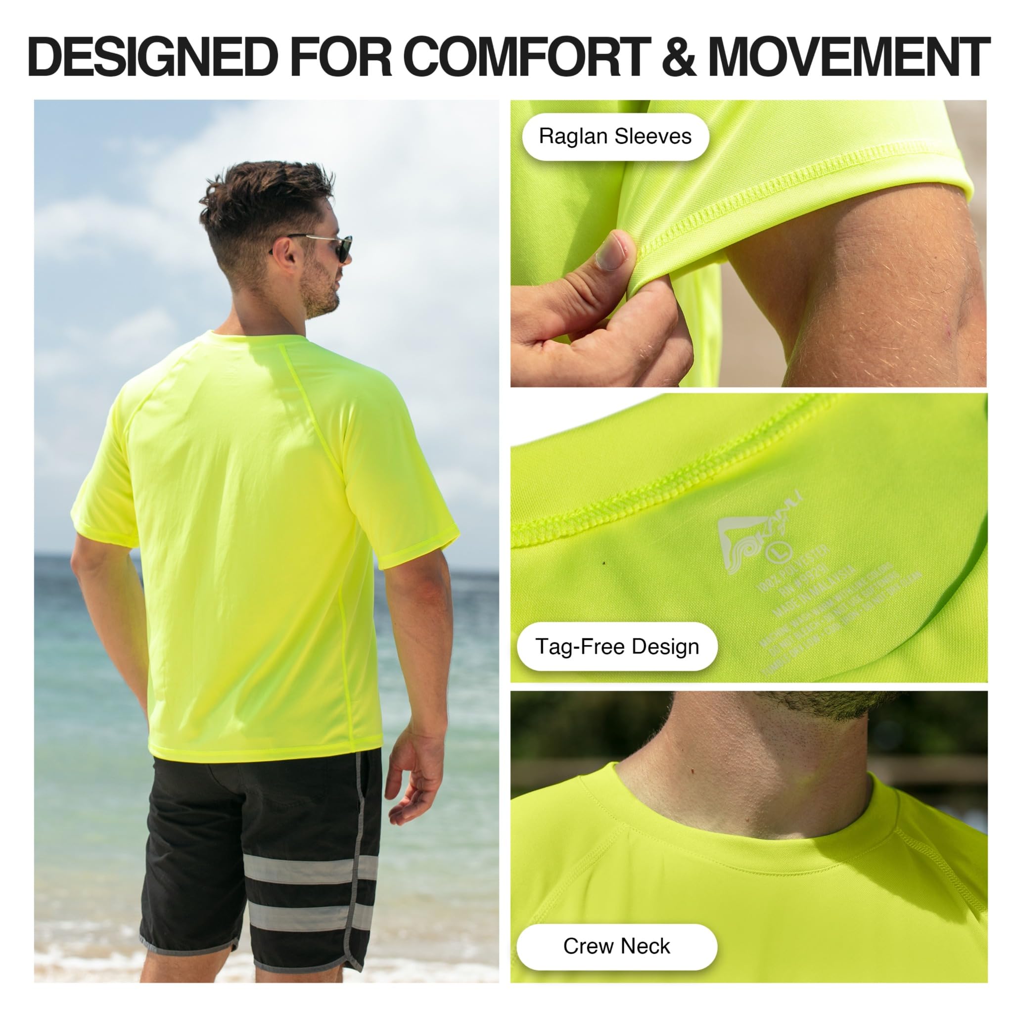 Kanu Surf Men's Solid Rashguard UPF 50+ Swim Shirt