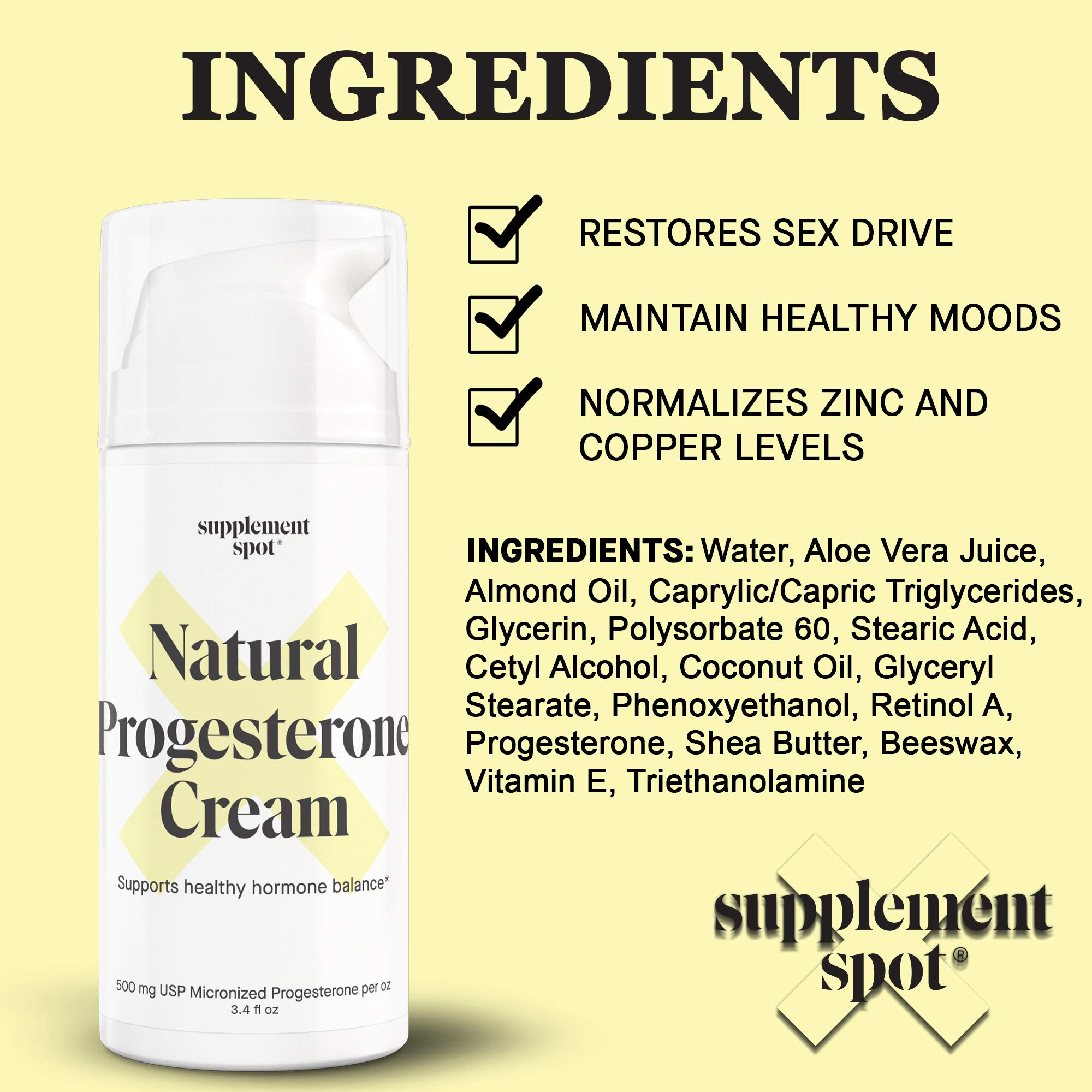Supplement Spot Natural Progesterone Cream for Women Micronized