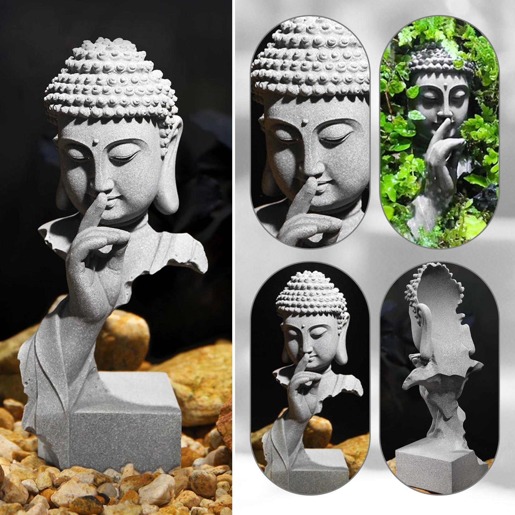Figurine Bouddha Style Zen décorative Créez Une atmosphère Bouddha spirituelle Utilisable pour Statue Decoration Interieur Bouddha Exterieur Jardin etc(A)
