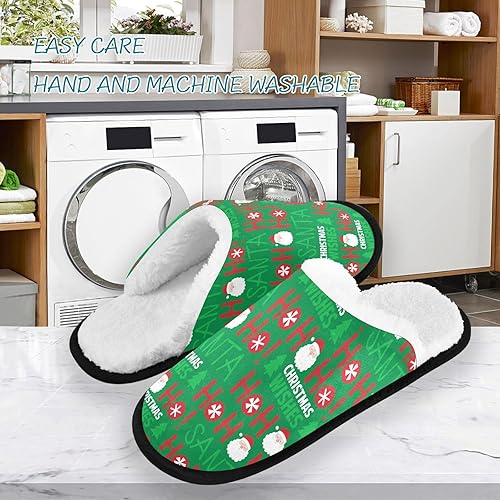 Miniatura 3 de Christmas Tree Hohoho Slippers for Women Men Breathable Slippers Indoor Home Slipper Fluffy Spa Slippers for Wedding Party Bedroom Travel Guest,M