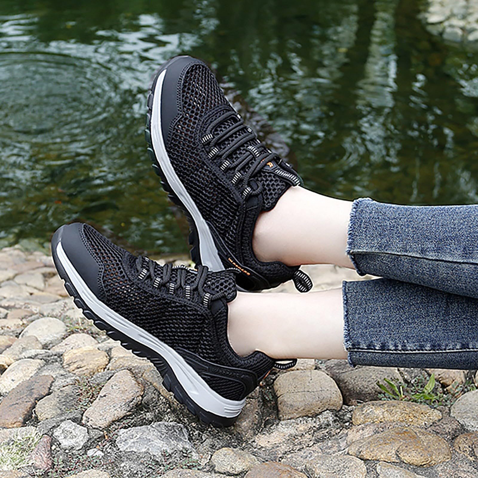 Scarpe Ginnastica Donna Pianta Larga Sneakers Platform Donna Comode | Scarpe Ginnastica in Rete Traspirante per Attivita Esterne Calzature Atletica Concezione Ergonomica Fibra Ecologica
