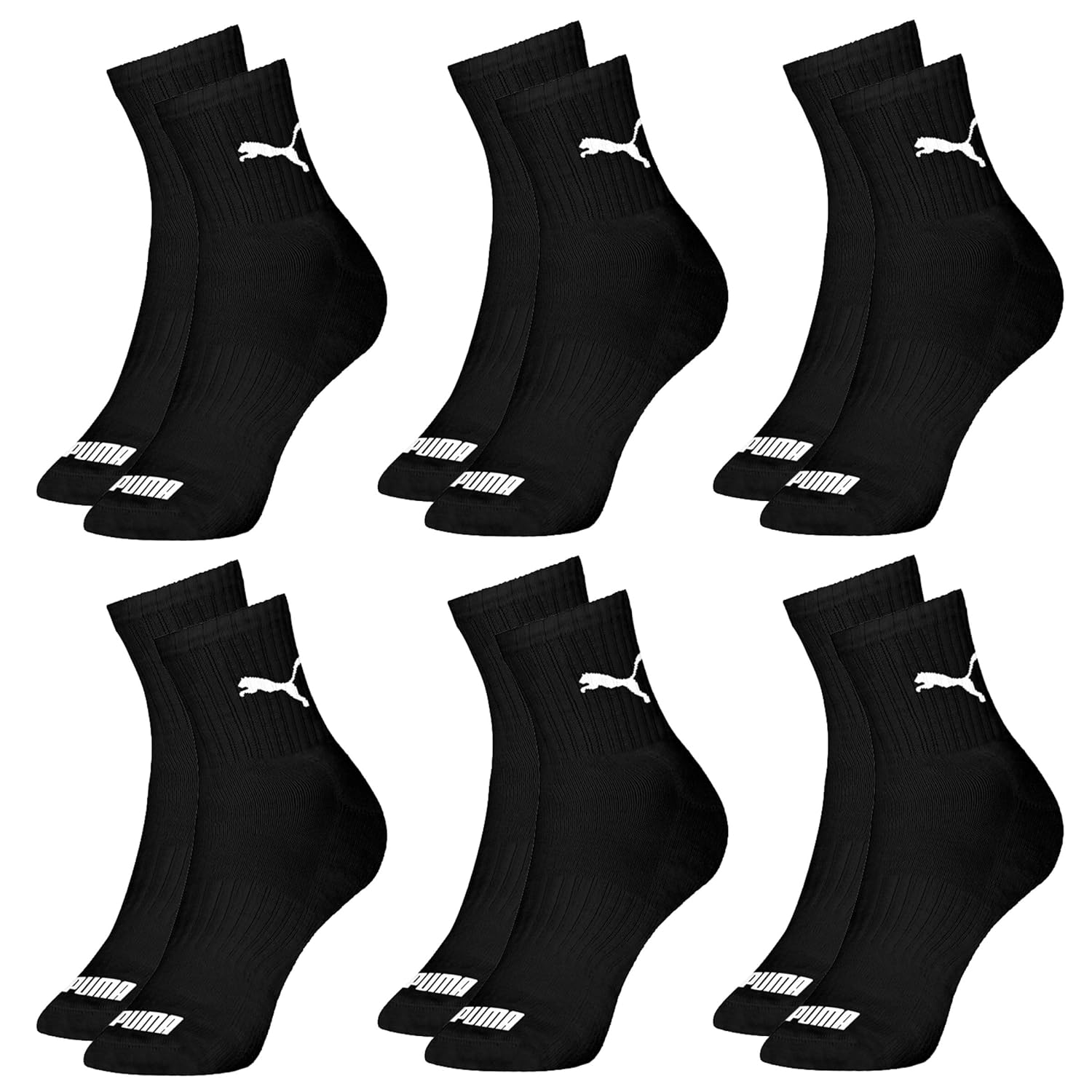 Kit 06 Pares Meia Puma Cano Médio Esportiva Everyday Algodão Adulto Unissex