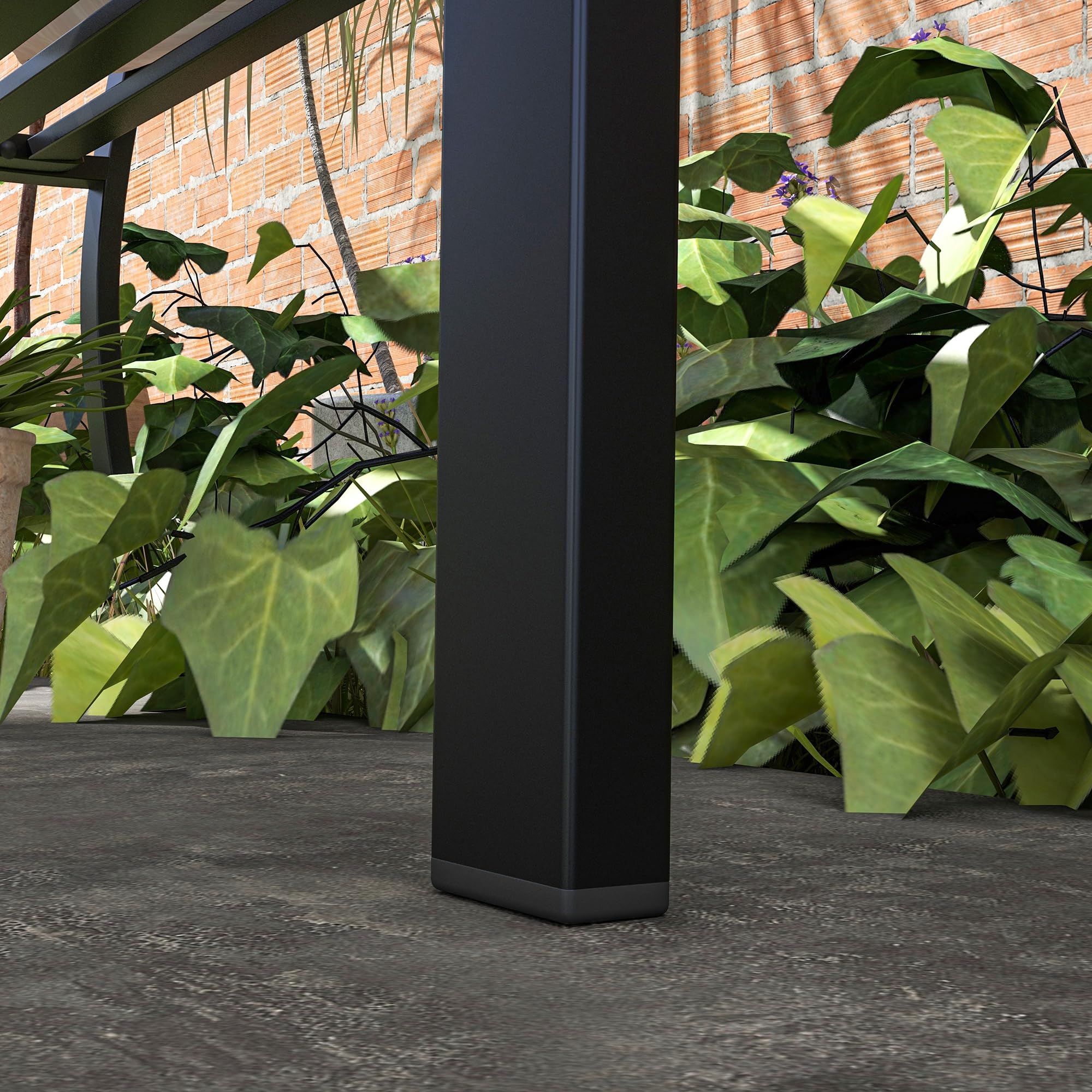 Outsunny 50" Banco Exterior de Metal, Banco 2 plazas Negro | Respaldo con patrón floral, reposabrazos curvo, invernadero, piscina, cubierta, jardín