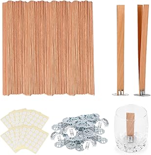 800pcs Smokeless Cherry Wood Candle Wicks-Long Lasting Flame-Easily Burn, Candle Cores with Stand and Glue Dot