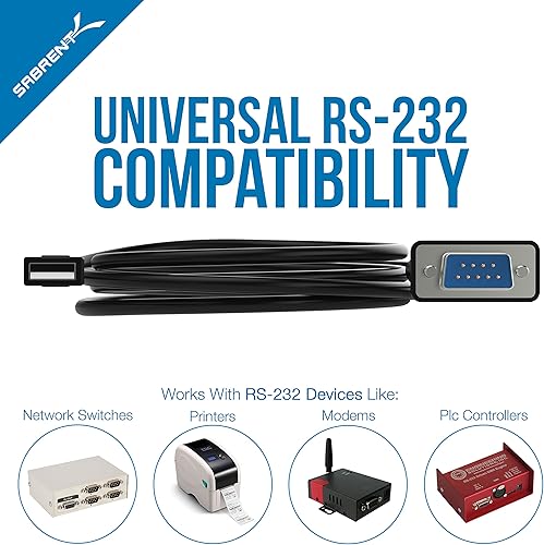 Miniatura 5 de SABRENT Cable adaptador USB 2.0 a serie (9 pines) DB-9 RS-232 Cable adaptador de 6 pies chipset FTDI+USB a serie (9 pines) DB 9 RS 232 Cable
