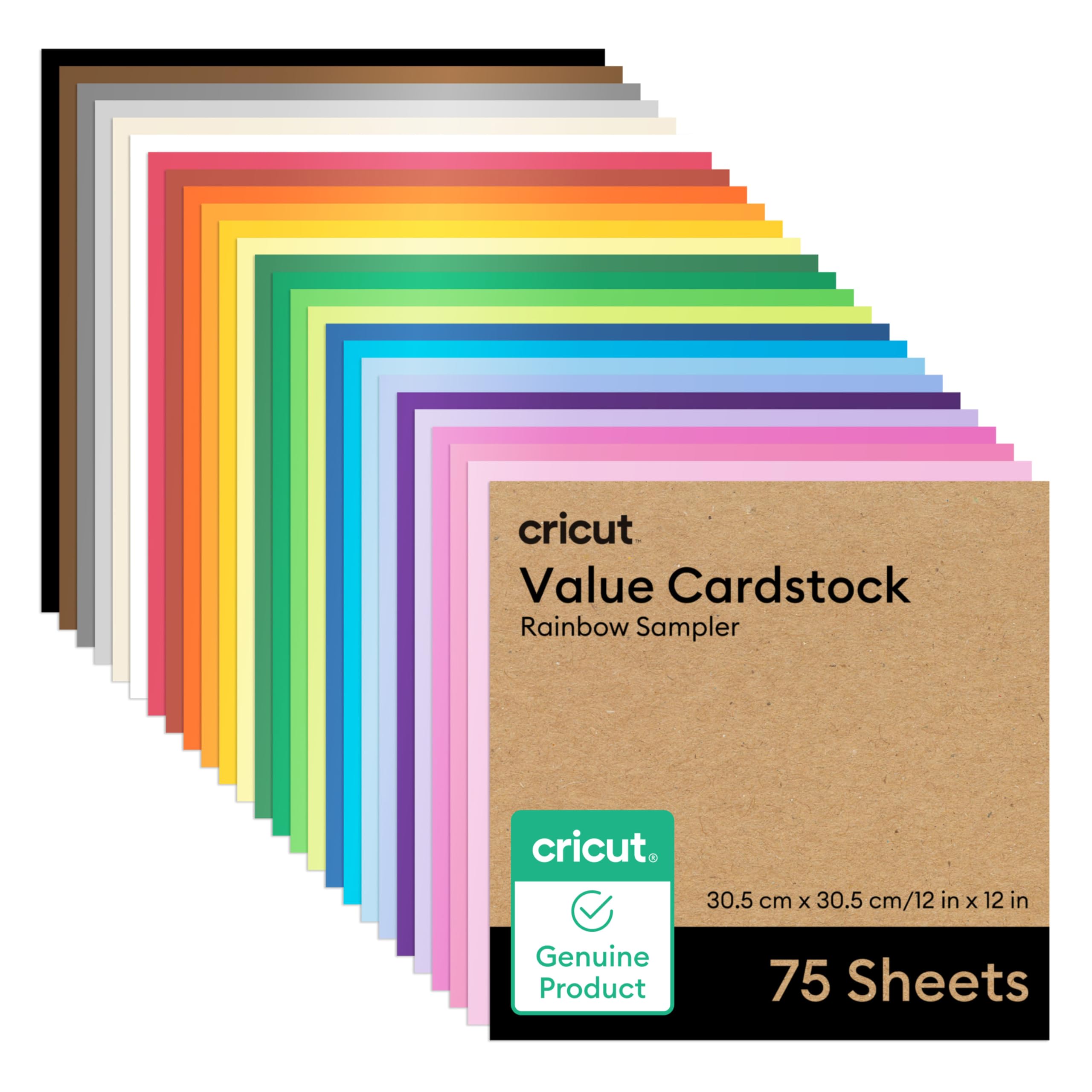 Amazon.com: Cricut® Value Cardstock, Rainbow Sampler - 12 in x 12
