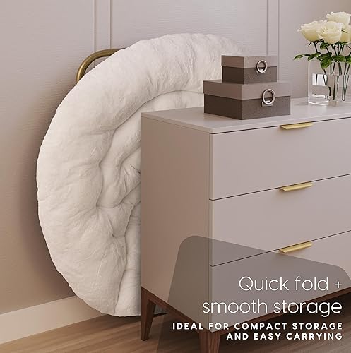 Miniatura 5 de Milliard - Silla acogedora con diseño de platillo, de pelo sintético, para dormitorio, tamaño extragrande (color blanco) Beige,Negro -,Negro +