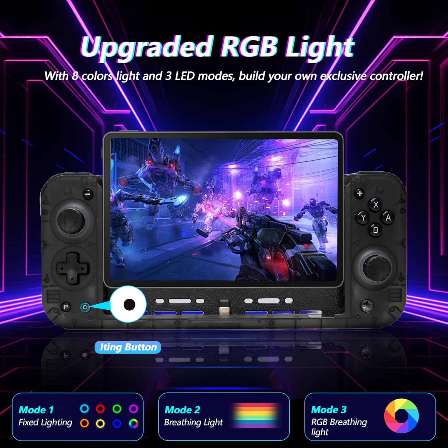 SZYUYU Switch Controller for Nintendo Switch/OLED, Full-Size Grip Ergonomic Handheld Mode Controller, Switch Pro Controller One-Piece Joypad with 8 Color RGB Lights/Programming/Turbo/Cable (Black)