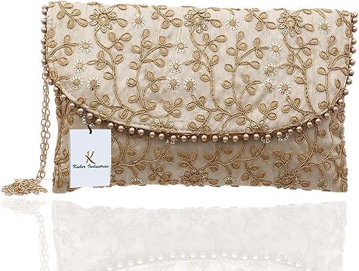 Kuber Industries Women’s Handcrafted Embroidered Clutch Purse (CTKTC034514, Cream)