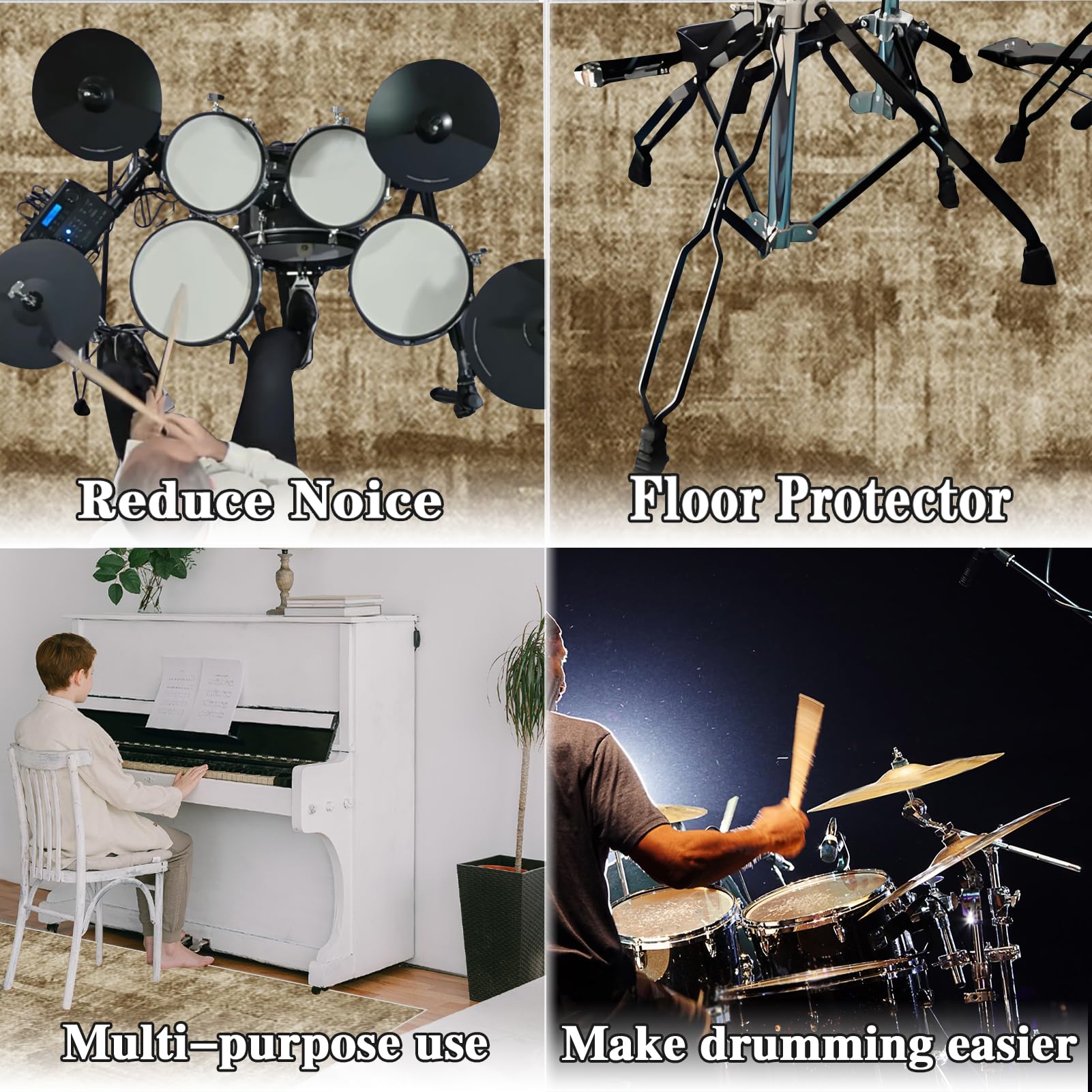 Drumming wygłuszający dywan akustyczny, do wnętrz, dywan perkusyjny, antypoślizgowy, dźwiękoszczelny, mata do wewnątrz i na zewnątrz, elektroniczny zestaw perkusji jazzowej, do bębna basowego