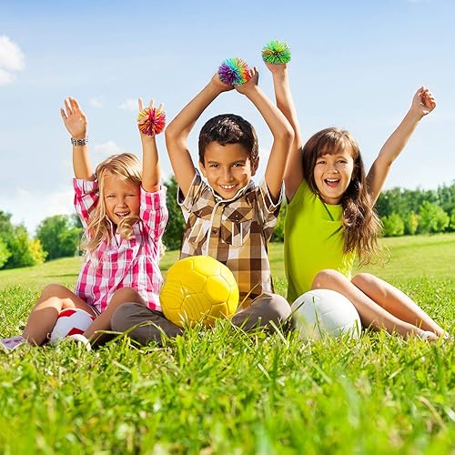 Miniatura 5 de 5 bolas de cuerda de mono con bolas sensoriales para fidget Stringy Stringy, con bolsa de almacenamiento, multicolor (2.8 in, 5 unidades)