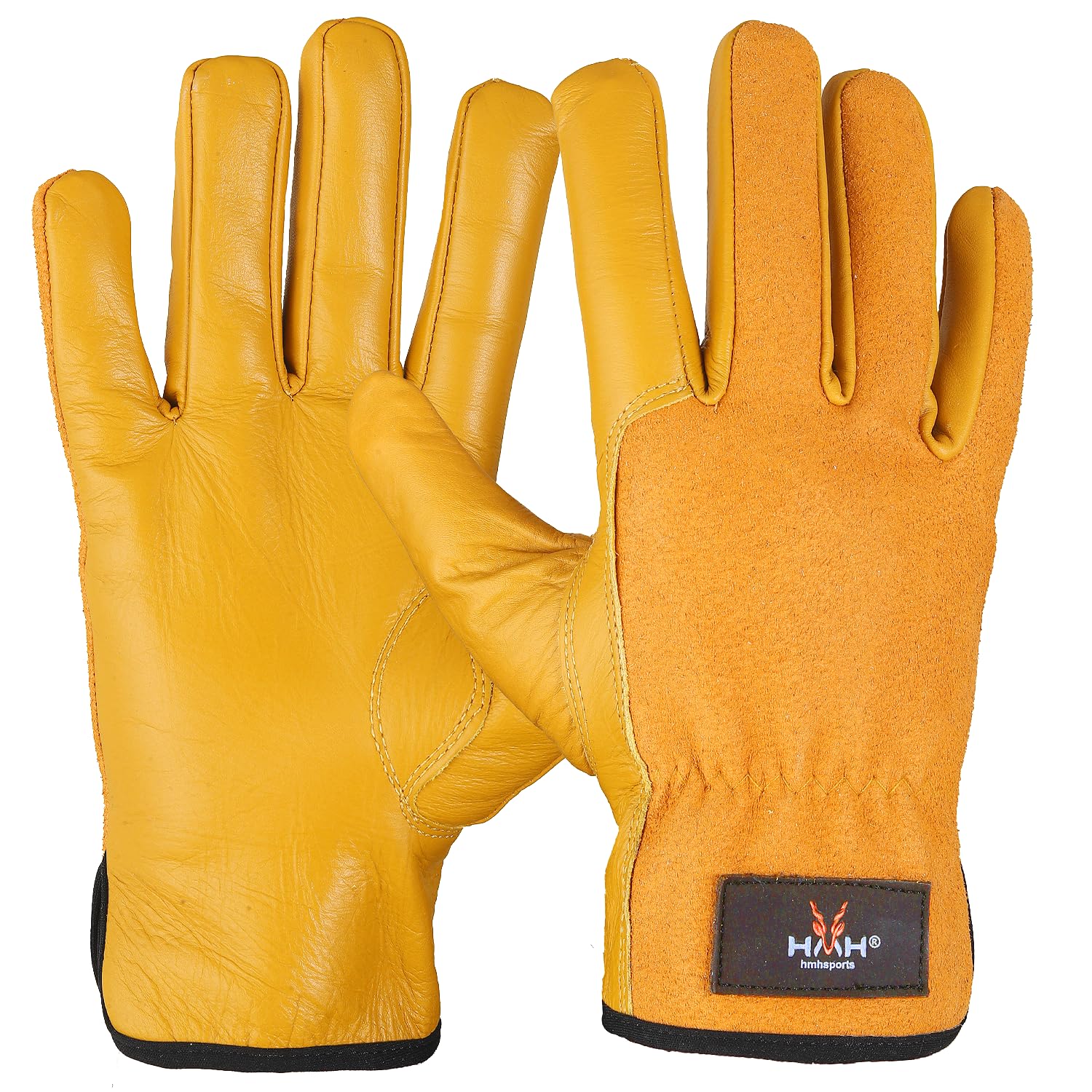 HMH Leather Gardening Gloves For Women - Heavy Duty Work Gloves Men - Dexterity Gloves – Thorn Proof Safety garden gloves mechanic builders (Brown Short, S)