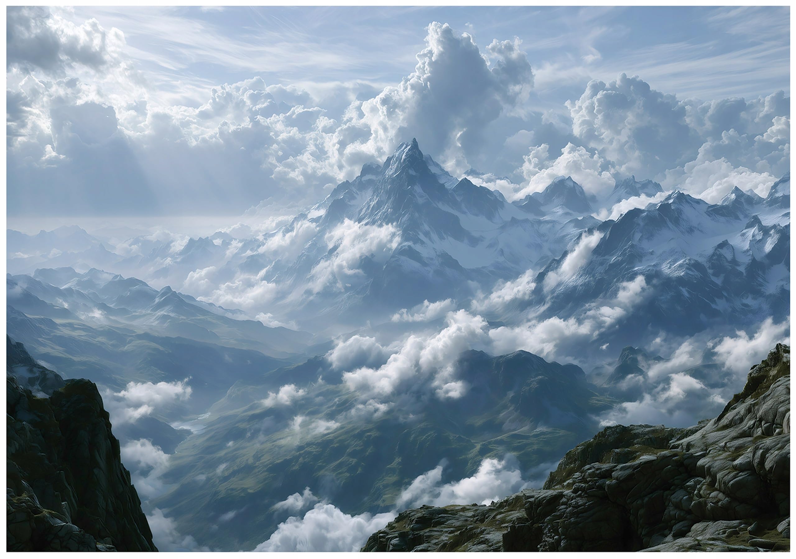Wallarena Mountain Blue Non-Woven Photo Wallpaper 300 X 210 Cm