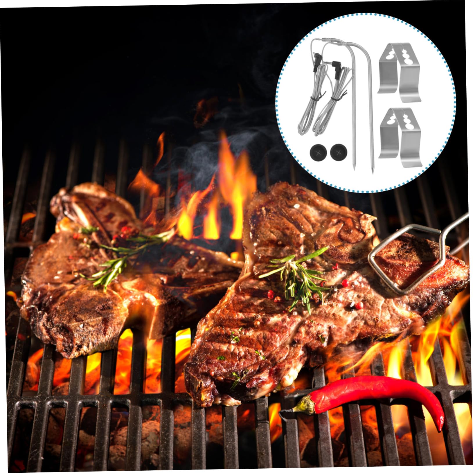 HEMOTON 3 Sätze Temperatursonde Digital Lebensmitteltemperaturmesser Grill Kochen Essen Lesen Küchenthermometer Fleischthermometer Raucher Rindfleisch-thermometer Rostfreier Silber