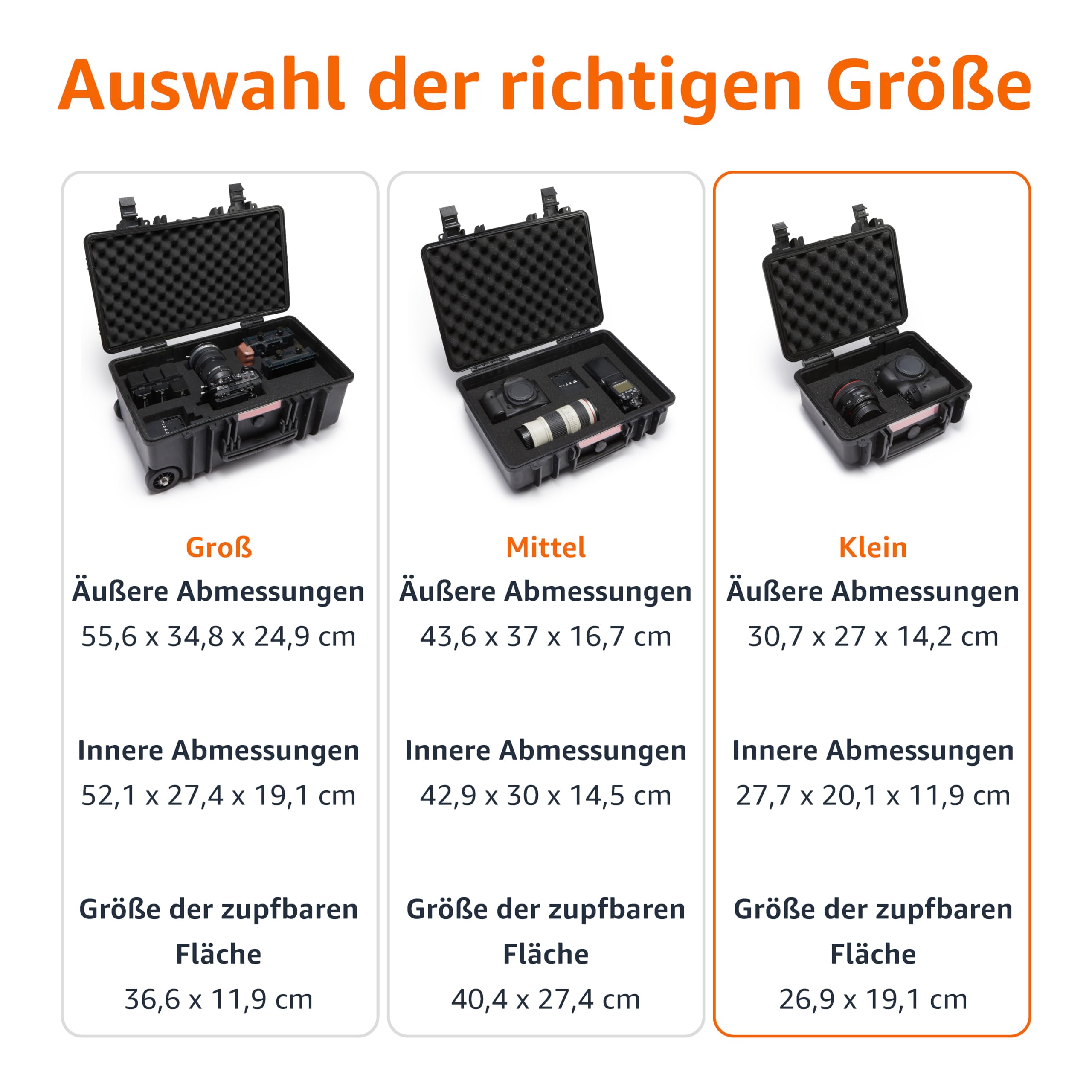 Amazon Basics Kleine Schützende Tragbare Harte Kameratasche mit Anpassbarem Passform-Schaumstoff für Drohnen, Kamera, Objektive und Zubehör, Wasserdicht, Stoßfest, 30.7 x 27 x 14.2 cm, Schwarz