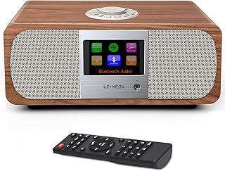LEMEGA M3+ WIFI Stereo Internet Radio, DAB/DAB+ and FM Digital Radio,Bluetooth Speaker,Spotify Connect,Headphones-Out,AUX-In, 60 Presets,Dual Alarms Clock,Remote and App Control – Walnut