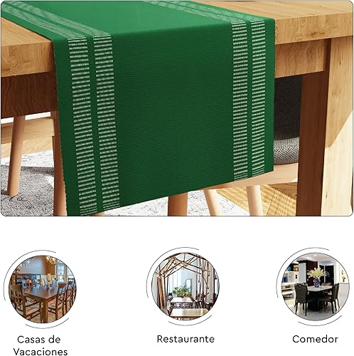 Vista 59 de Encasa XO Camino de mesa de comedor de 13 x 98 pulgadas Algodón acanalado fino teñido con hilo Rojo sólido para mesa de comedor, decoración