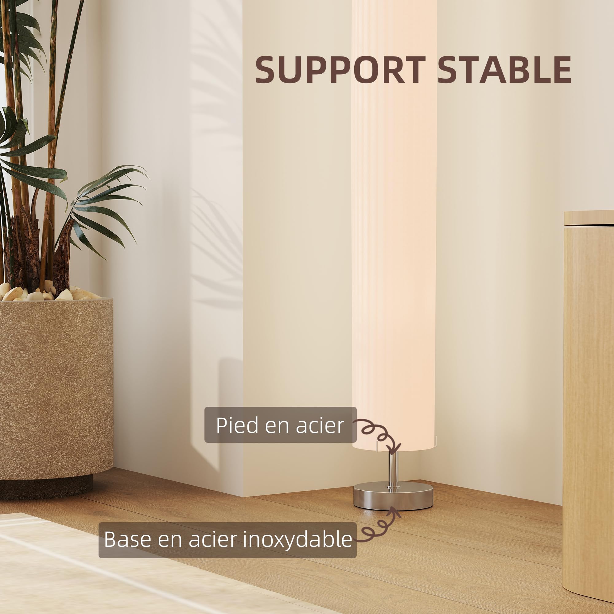 HOMCOM Lampada da terra soggiorno paralume poliestere, 2x E27 | Lampada da terra con interruttore a pedale, base in acciaio, lampada a stelo per camera da letto, ufficio.