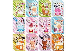 SEPGLITTER Valentines Make a Face Stickers for Valentine&#x27;s Day Party Invitations