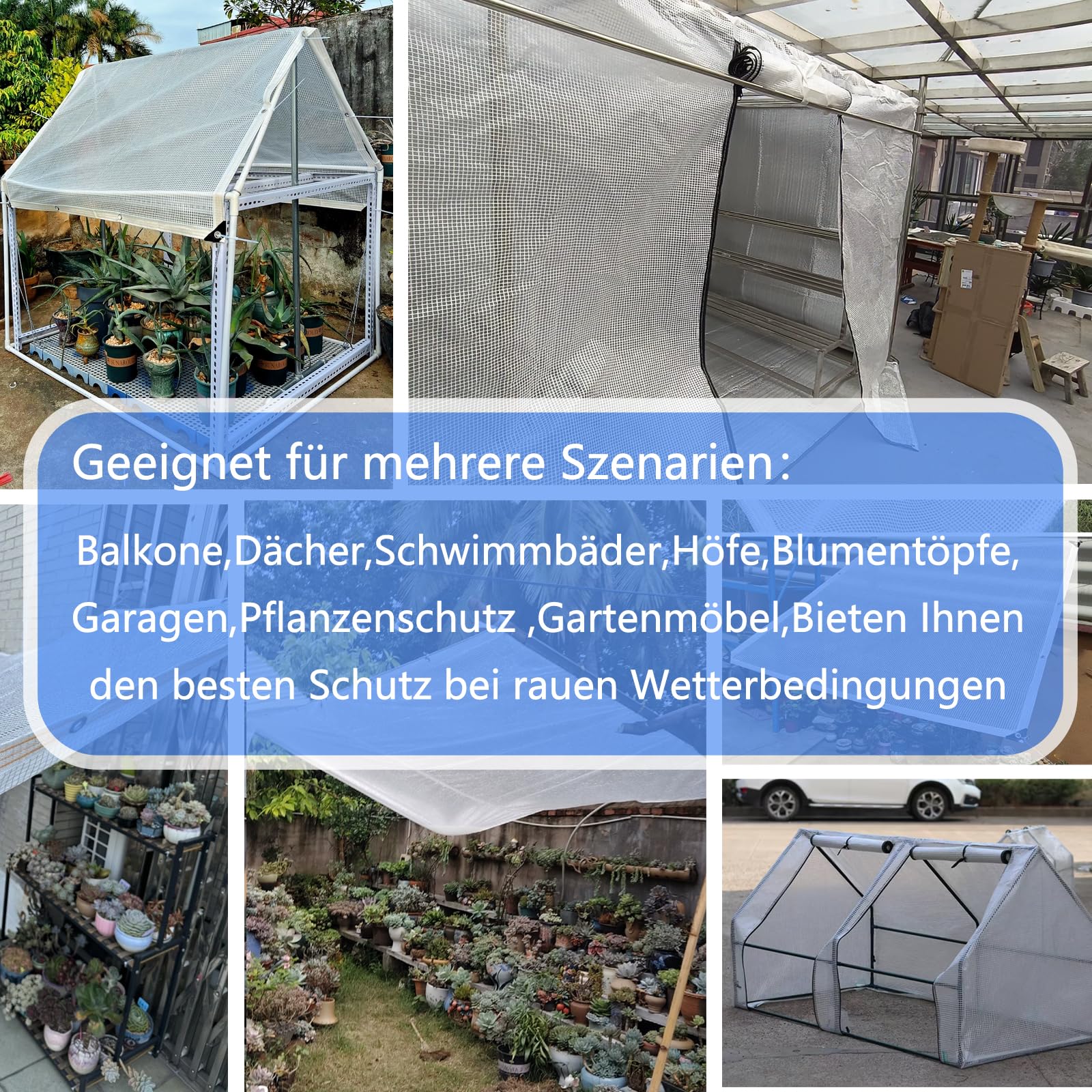 Bâche Grillagée En Tissu - 450 G/m² - Transparent - Avec œillets