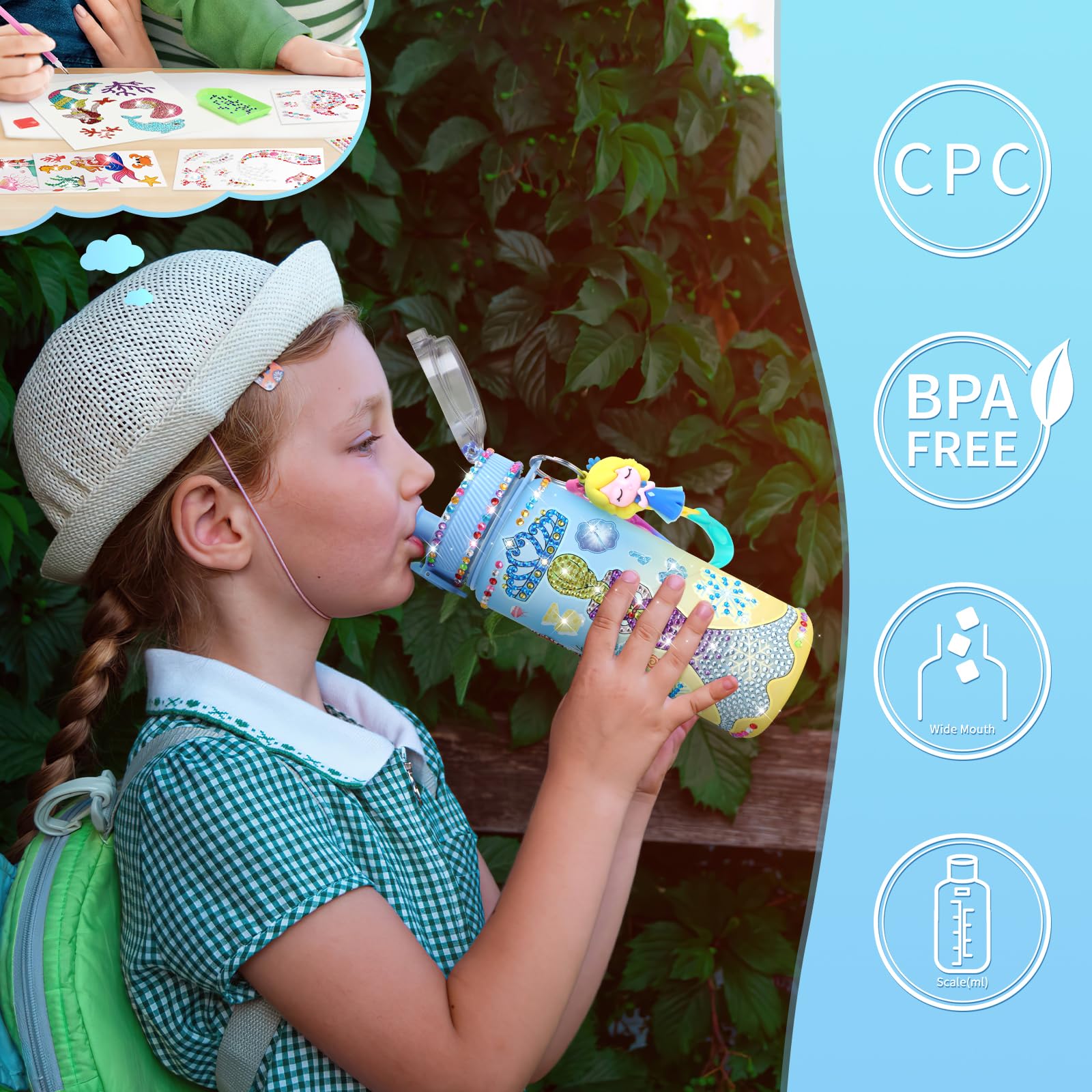 Decora tu propia botella de agua para niñas de 4 a 6 a 8 a 10 años, juguetes de Frozen para niñas, manualidades de pintura, divertidos kits de artes y manualidades de 6 a 12 años, regalos de 5