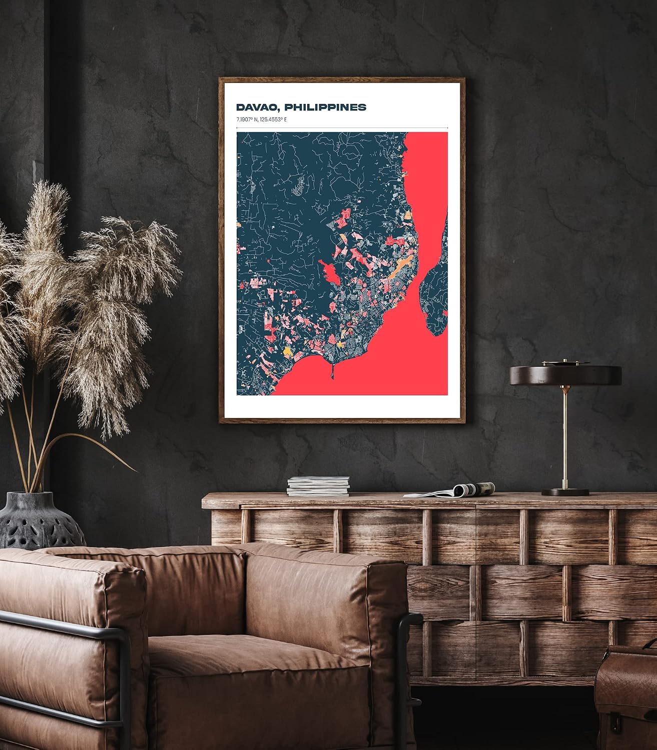 Davao City Philippines Map Wall Art / Home Wall Decor Filipino Art Wall Decor, Filipino Home Decor / Philippine Wall Decor, Filipino Gifts Philippines Davao City Map Art Unframed Gift Home Decor (16 x 20, Red & Blue)
