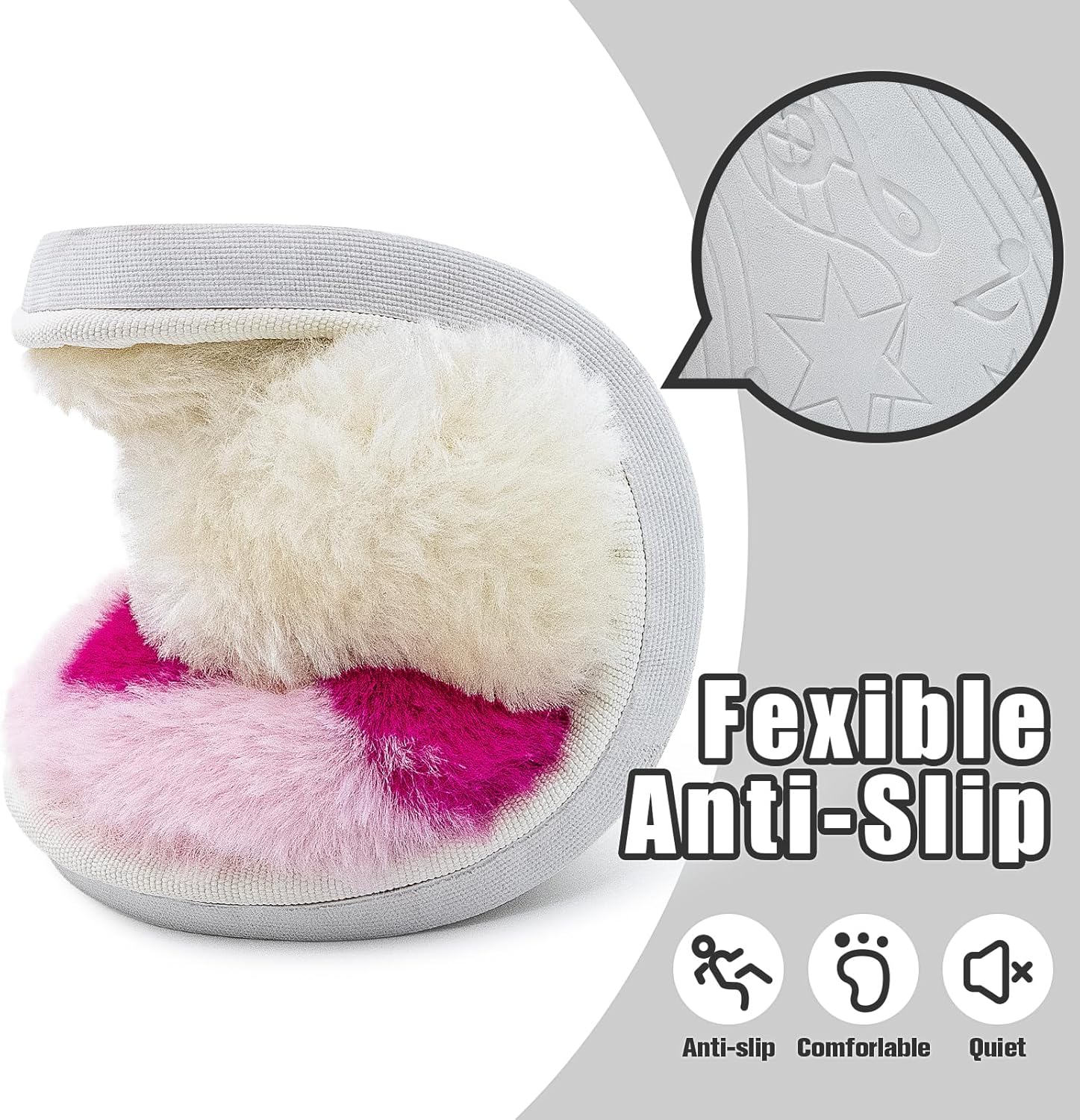 techcity Boys Girls House Fuzzy Slippers Fluffy Furry Memory Foam Indoor Home Bedroom Shoes Color Block Warm Close Toe Fur Slides - Image 7