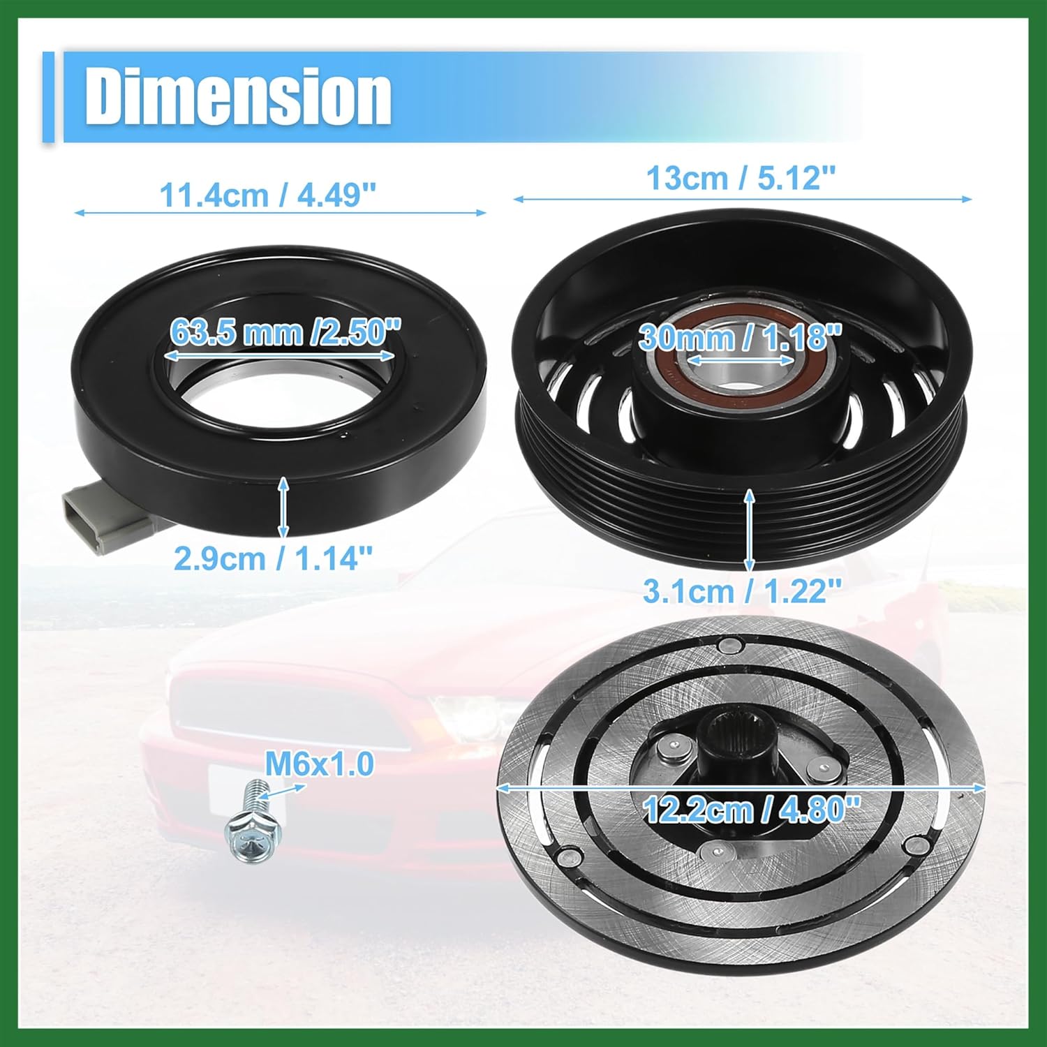 Motoforti 1 Set AC Compressor Clutch Replacement for Ford for Mustang 6Cyl 3.8L 1994-2004 Long-lasting