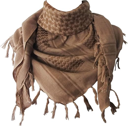 Explore Land Cotton Shemagh Keffiyeh Tactical Desert Scarf Neck Head Wrap with Tassel for Men Women
