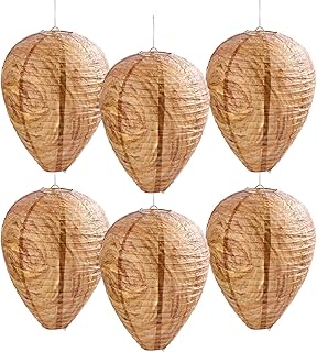 6 Pack Hanging Paper Fake Wasp Nests for Home(Brown)