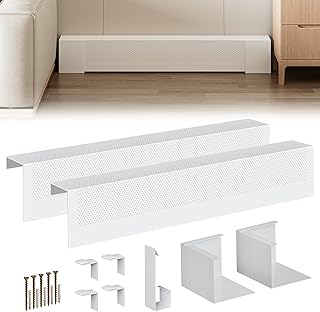 Baseboard Heater Cover, 3FT to 6FT Retractable Galvanized Steel Baseboard Heater Cover with Left and Right Endcaps, for Bathroom and Hydronic Home Heating, Replacing Old and Rusty Looking Electric