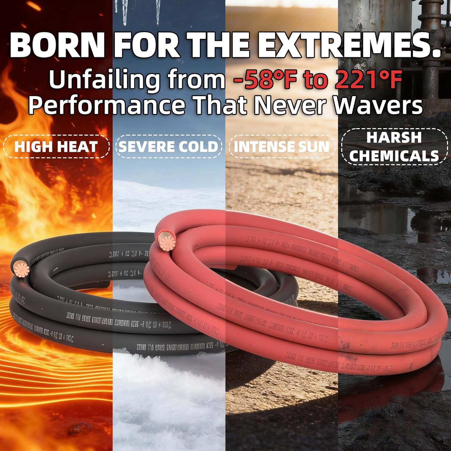 TKDMR 6 AWG Complete Battery Cable Bundle - 20 FT Red & 20 FT Black OFC Welding Cable with 10 Marine Grade 1/4" Ring Terminals & Heat Shrink