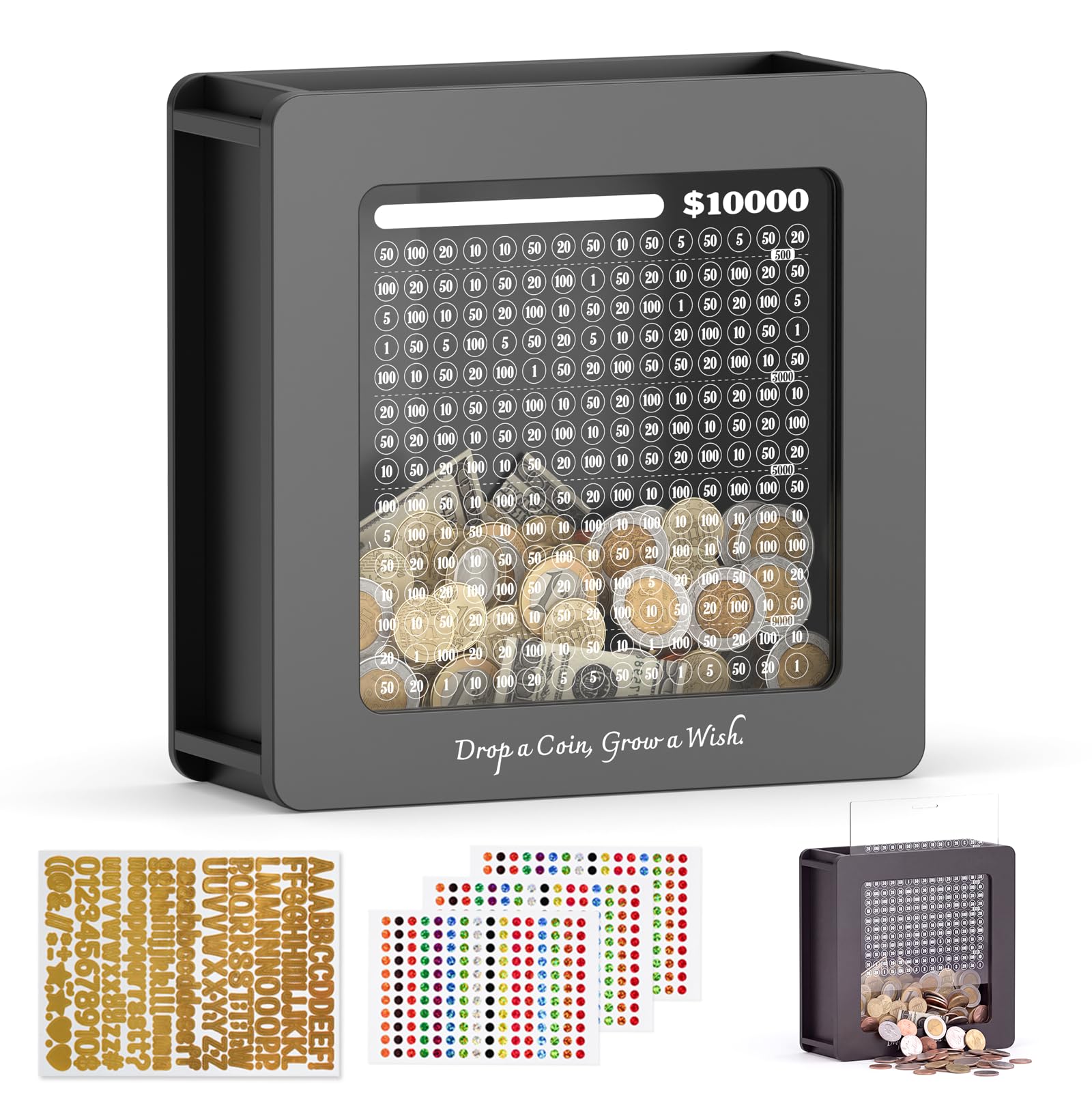 Summidate Custom Money Saving Box, Reusable Piggy Bank for Adults &amp; Kids