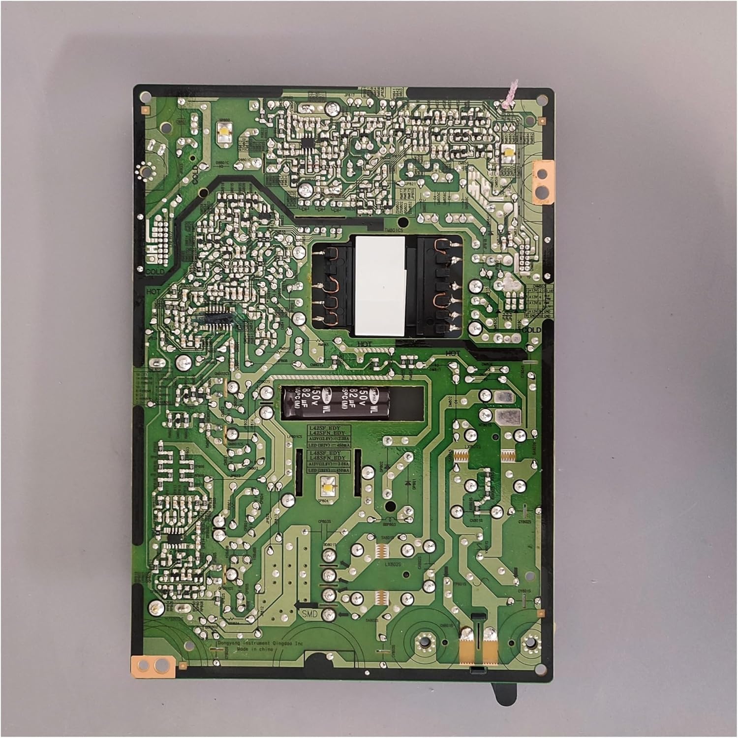 Bottom view of the BN44-00698B L42SF_Edy TV Power Board, showing solder points and circuit traces.