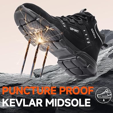Steel Toe Cap Safety Boots Men Lightweight Puncture Resistant Work Boots Comfortable Protective Safety Shoes Industrial Footwear for Construction Site, Warehouse, Factory