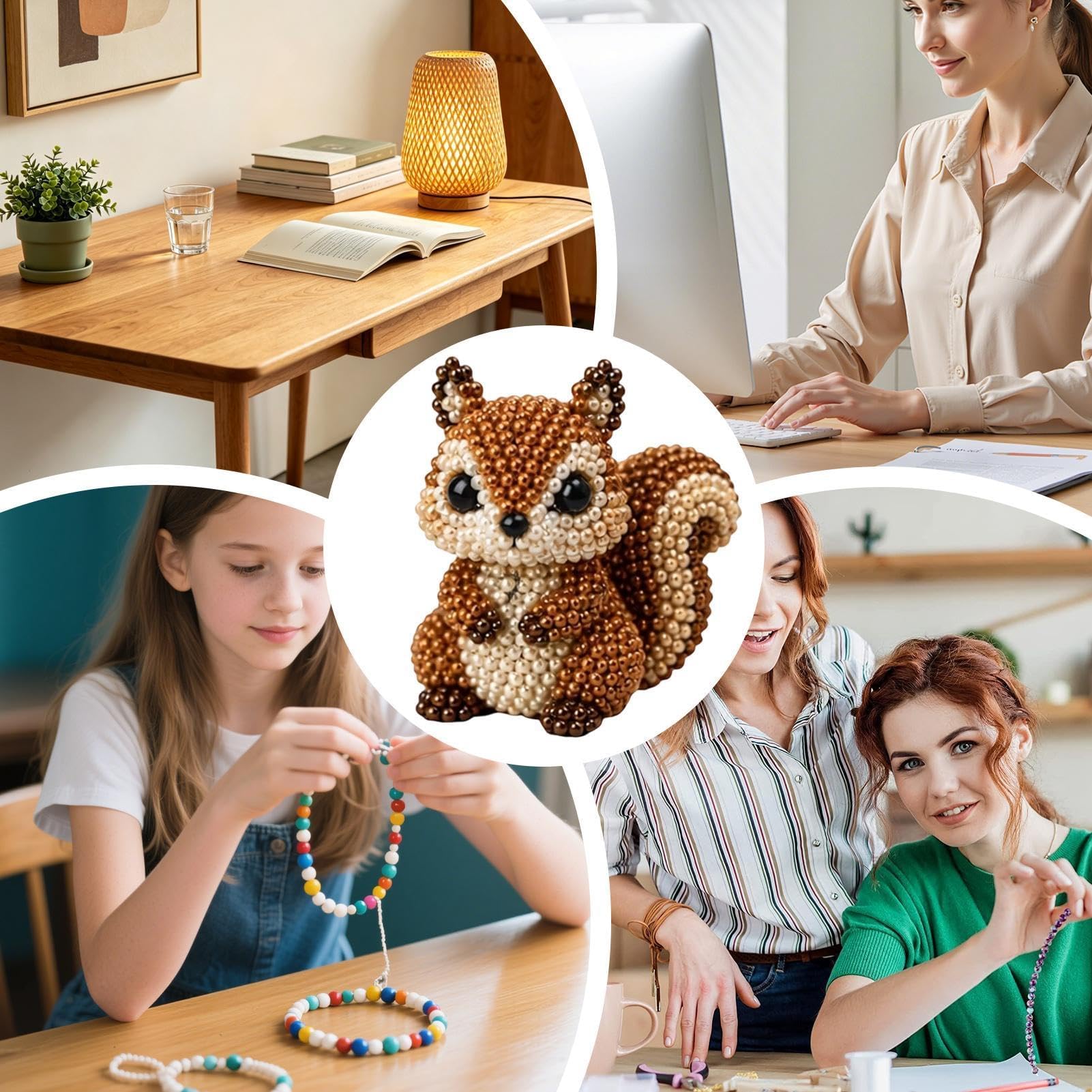 Set de Animales con Abalorios, Kit de Animales con Cuentas, pequeño Kit Bordado 3D, Hechos a Mano y Conjunto artesanía pájaros(H)