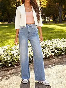 Blazer feminino cor sólida cropped manga 3/4 leve frente aberta solto elegante cardigã casual XZWT03