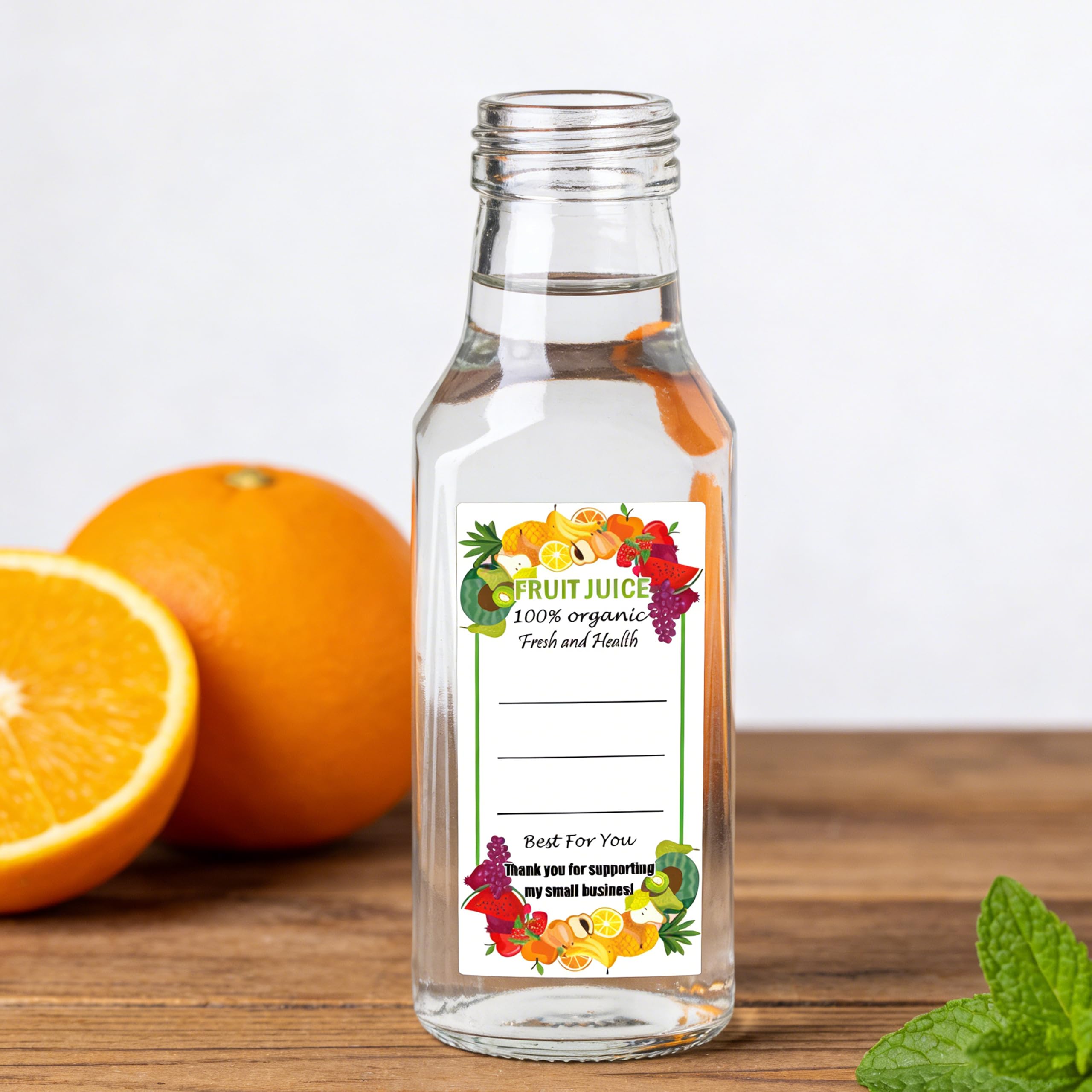 Kunststoff-Saftflaschen-Etiketten, 4,1 x 6,1 cm, Etiketten für Saft, Saft, Getränke, Konserven, Aufkleber für 340 ml, 227 ml, 113 ml, Saft, Milch und andere Getränke, 120 Stück (8,1 x 4,1 cm)