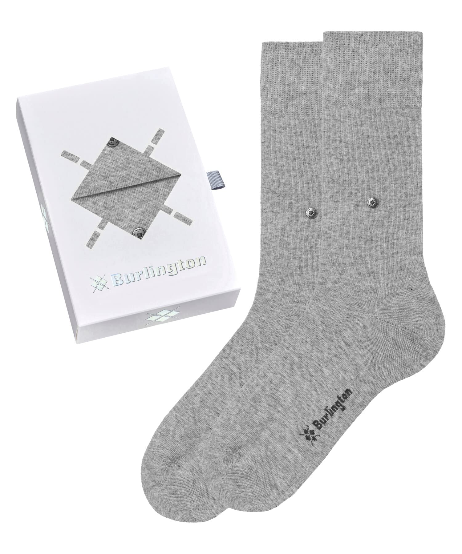 Burlington Basic Uni Gift Box M So coton unies lot de 2 paires, Chaussettes Homme, Gris Light Grey 0030, 40-​46