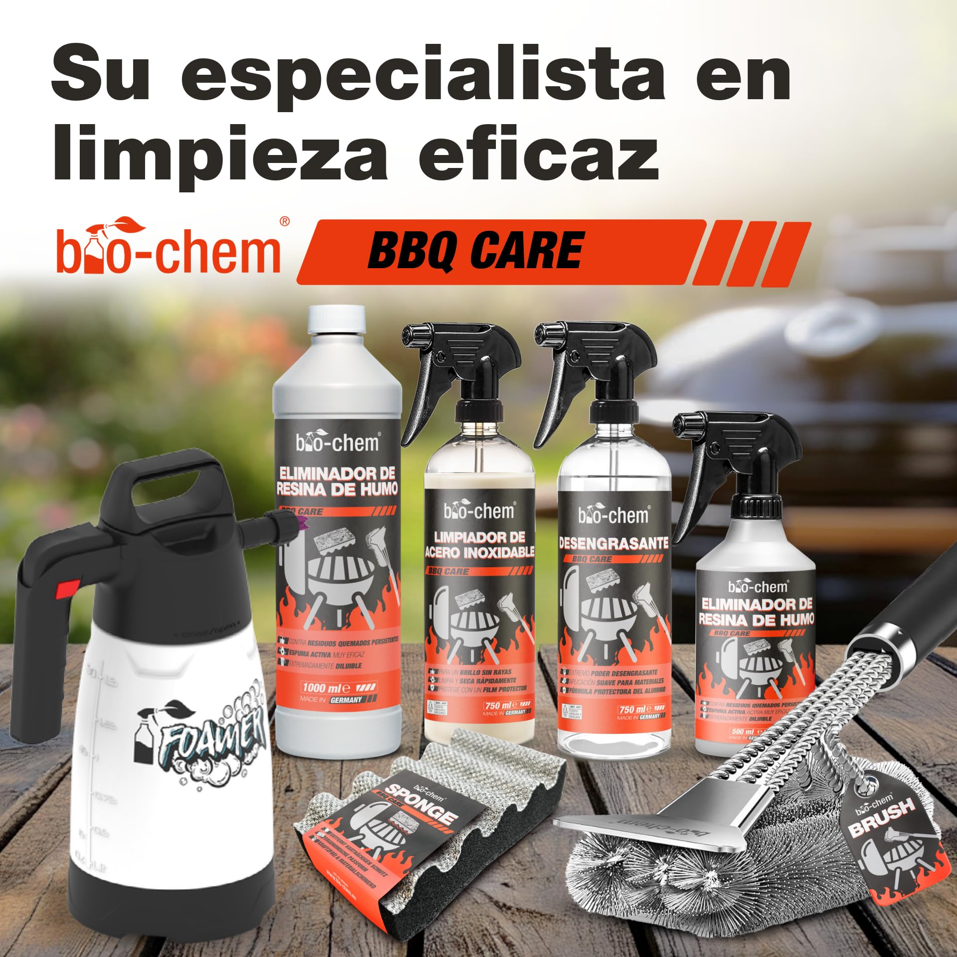 bio-chem Limpiador hornos y barbacoas de acero inoxidable, 10L | Producto en spray limpiador para parrillas, hornos, planchas, cocinas y freidoras - Limpieza del acero inoxidable