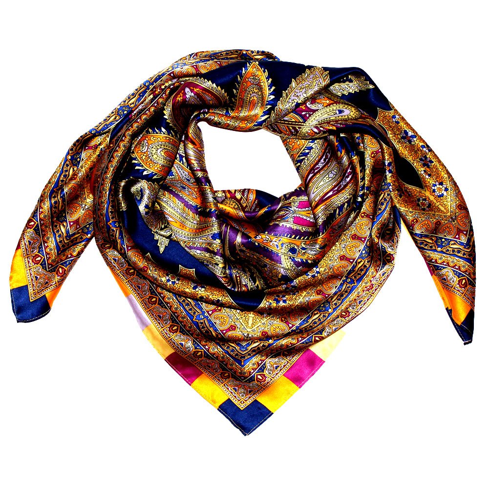 Lorenzo Cana, lussuoso foulard da donna in seta al 100% con lavorazione a stampa,100 cm x 100 cm, colori armoniosi