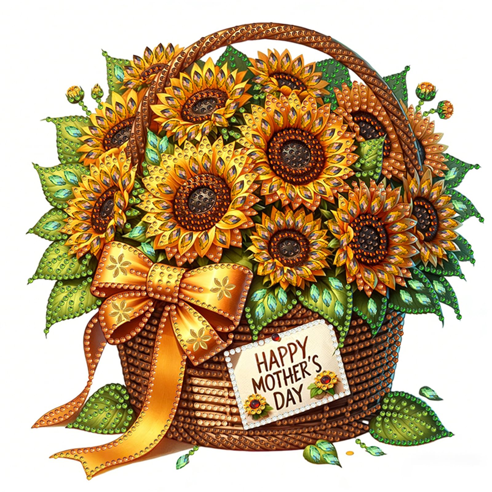 Mother's Day Diamond Art Kits for Adults, 5D Special Shape Diamond Art Partial Drill Crystal Rhinestone Gem Art, DIY Diamond Art Paintings Gift for Mom, 12x12in(Mothers Day Sunflower Bouquet)