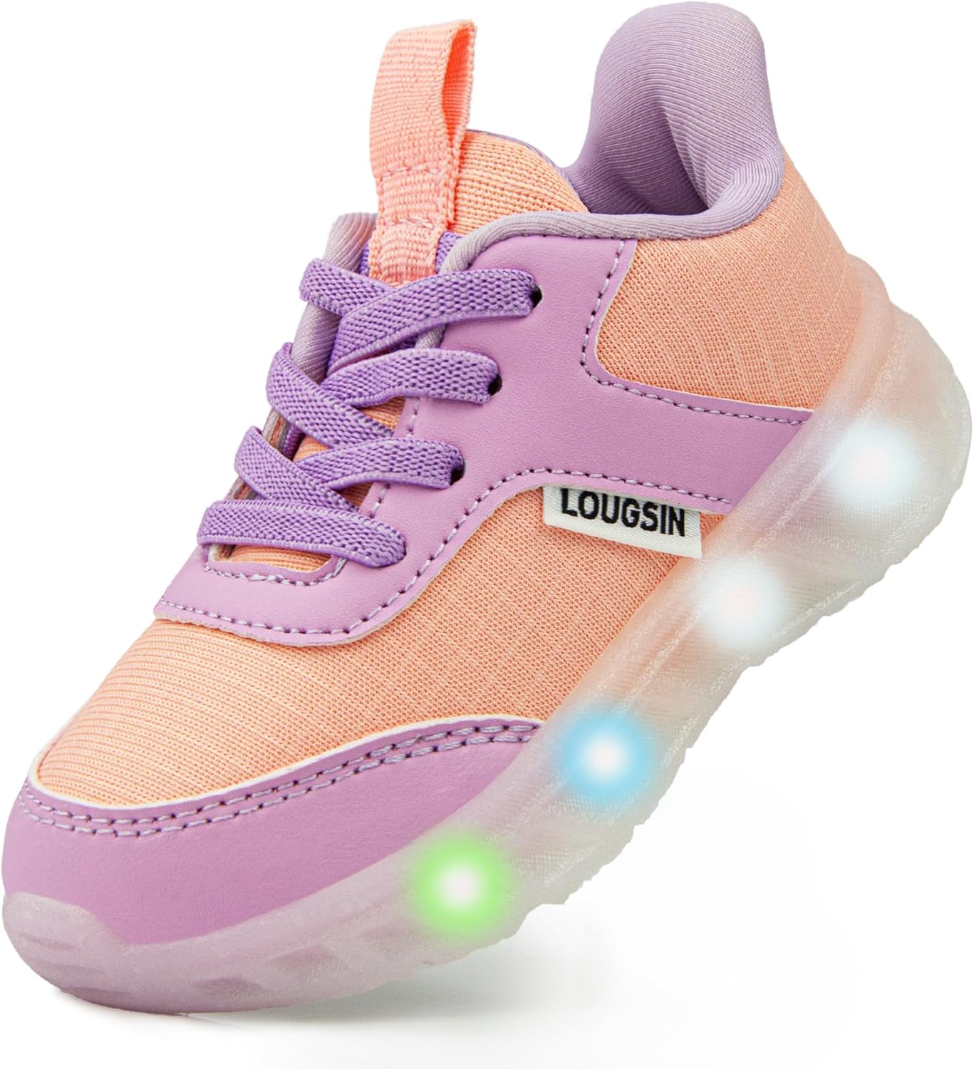 LOUGSIN Kids Light Up Sneakers LED Flashing Tennis Shoes for Boys Girls Lightweight Breathable Flooza Walking Shoes for Toddler and Little Kids