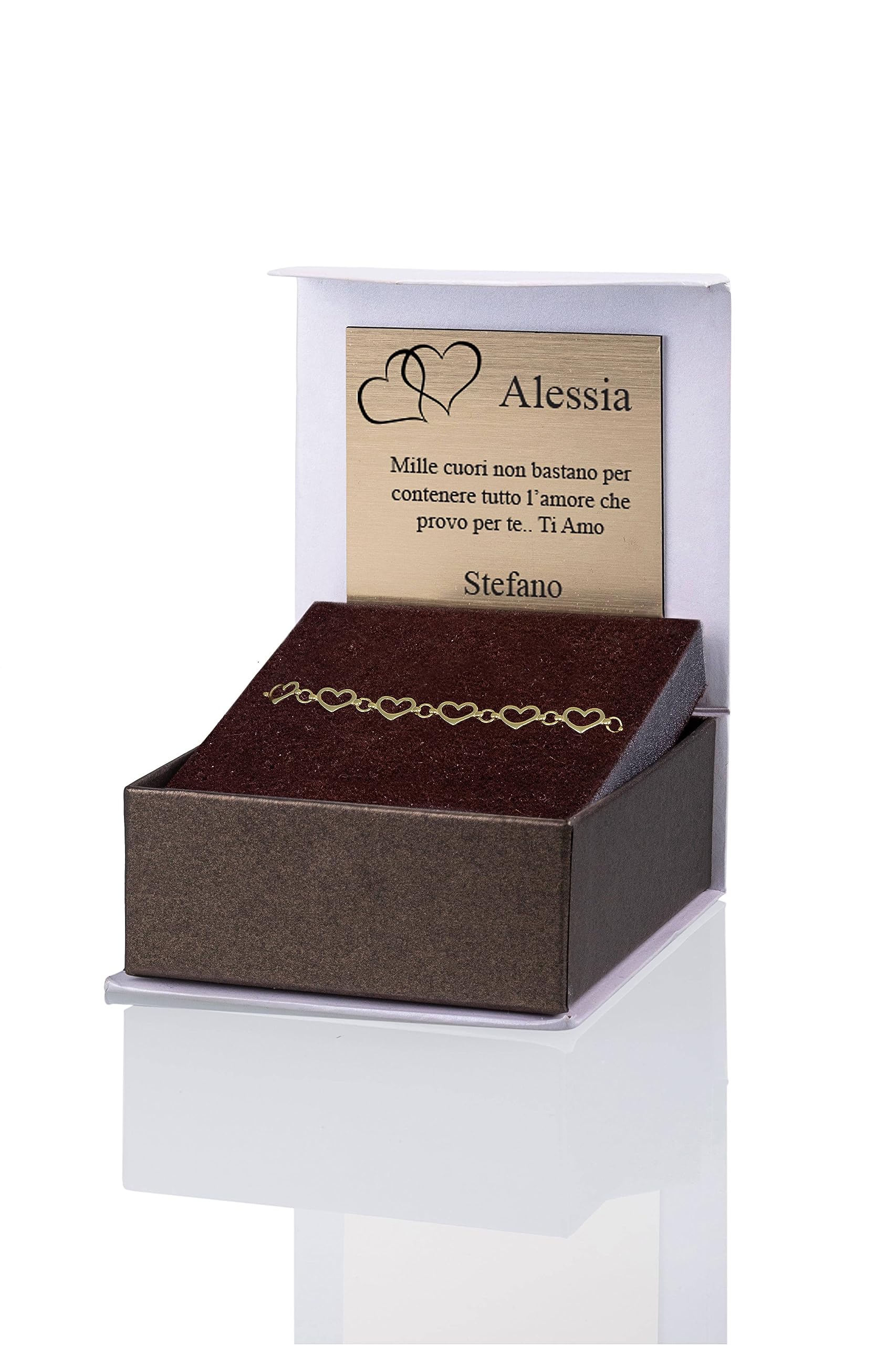 Sakrami Bracciale Hearts Drops in Oro 9kt 375 per Donna, Ragazza perfetto per Compleanno, Anniversario e Cresima.Idea regalo per Comunioni, San Valentino, Festa della Donna+ Confezione regalo